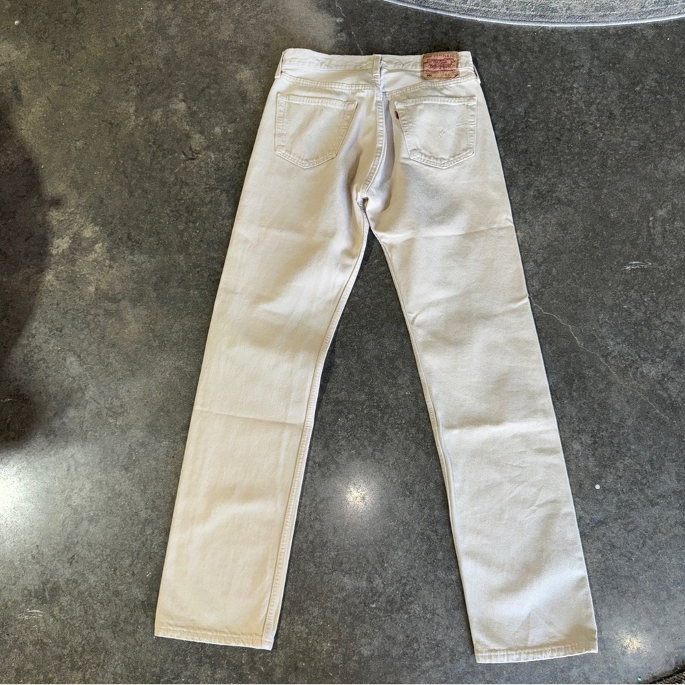 Levi’s 501 Button Fly Jeans Khaki Tan Straight Leg 34x36 Classic Fit - Picture 6 of 8